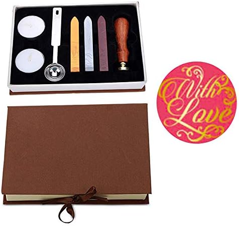 with Love Wax Seal Stamp Kit, VIYOUNG Classic Vintage Seal Wax Stamp Set, Ideal Gift for Birthday, Valentine's Day and Christmas Day. (with Love)