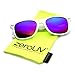 zeroUV Flat Matte Reflective Flash Color Lens Large Horn Rimmed Style Sunglasses - UV400 (White Rainbow)