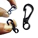 Bytiyar 1inch 12 Pcs Mini Metal SF Carabiner Clips with Spring Wiregate Hook and Little Eye Hole for Keychain Key Paracord Backpack Clasps Tractical Kit Accessory, Black