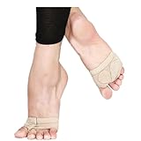 PATTONJIOE Girls Lyrical Bare Foot Thong Dance Paw Shoes Fitness Beige