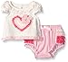 Nannette Little Girls Applique Top with Ruffled Diaper Cover Set, Off White, 6-9 Months