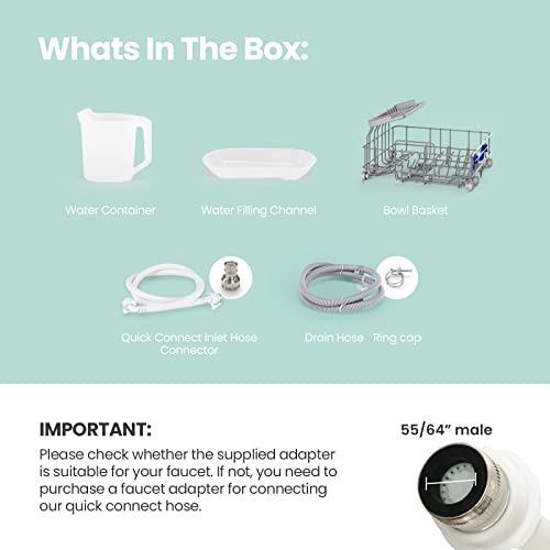 COMFEE' Portable Mini Dishwasher Countertop with 5L Builtin Water Tank