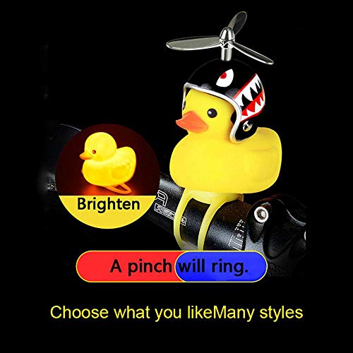 Auoker Bike Bell, Air Bike Bicycle Horn with LED Lights, Cute Cartoon Yellow Little Duck Shape, Propeller Handlebar Bike Squeeze Horns for Toddler Children & Adults - Thumbnail 5