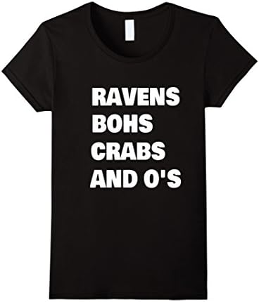 Womens Ravens Bohs Crabs and Os MD Baltimore Pride Shirt Medium Black