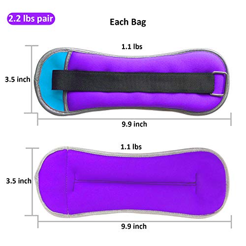 Vaupan Ankle/Wrist Weights, Small Leg Arm Hand Cuff Weights for Women Men Kids, Exercise Equipment with Adjustable Straps for Fitness Gym Dancing Walking Jogging Gymnastics Aerobics (1 Pair, 1lb 2lb)