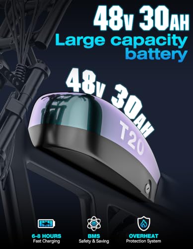 Electric Bike for Adults, 2500W Peak Electric Dirt Bike for Adults, Up to 53 KM/H & 160KM, 20" Fat Tire Off-Road Ebike, 1440Wh Removable Battery, Storage Box, NFC Unlock 7-Speed Full Suspension