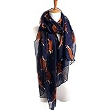 BeautyVan, Long Cute Soft Fox Print Scarf Wraps Shawl Scarves (Blue)