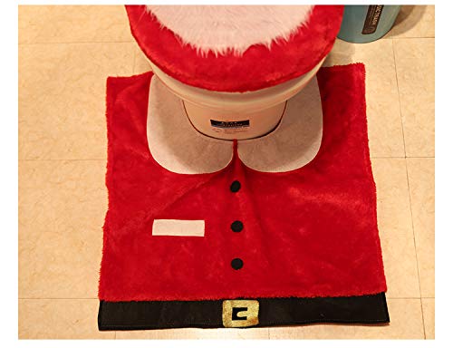 Auoinge Christmas Bathroom Sets, Cute Santa 3D Nose Plush Toilet Seat Cover Rug Set …