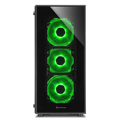 Sharkoon-Tg5-Caja-De-Ordenador-Gaming-Semitorre-Atx-Iluminacin-Verde-Cristal-Templado-Incluye-4-Ventiladores-Led-Admite-Refrigeracin-Lquida-Negro