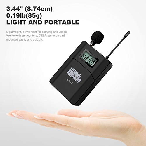 Dazzne Pixel 6 Channels UHF Wireless Lavalier Microphone System Applicable for DSLR Cameras, Canon, Nikon, Sony & Camcorders (Need 3.5mm Interface (MK-7)