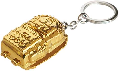 FameUs Car Bike PUBG Game Back Pack Miniature Replica Collectible Key Cahin Ring - Metal Key Chain Collectible - Golden Color - 2.3 x 1.3 x 1.0 (inches)