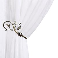 Chictie Bronze European Leaves Curtain Holdbacks Decorative Wall Hooks Hanger for Drapes Linen Holder Window Treatment Hardware,Set of 2