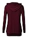 VOIANLIMO Women's Sweatshirts Long Sleeve Button V-Neck Pockets Pullover Hoodies Burgundy XL