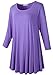 LARACE Women 3/4 Sleeve Tunic Top Loose Fit Flare T-Shirt(3X, Purple)