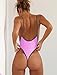 FITTOO Women Monokini Retro Thong One Piece Swimsuit Deep V High Cut Sexy Trikini Push up Strappy Backless M