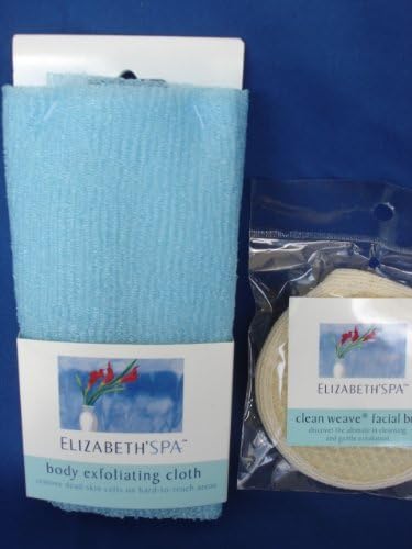 Body Exfoliating Cloth/towel and Clean Weave Facial Buff 2pcs/set, Remove Dead Skin Cells on Hard-to-reach Areas and Provides the Ultimate in Facial Cleaning and Gentle Exfoliation by Ellis Collection