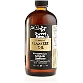 Certified Organic Pure Bottle Cold Pressed Flax Seed Oil 16oz- No preservatives & Artificial Color- SweetSunnah