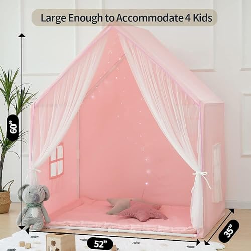Kids Play Tent,Large Playhouse Tent Indoor, Play House Kids Tent Castle Tent for Girls Boys, Play Cottage (pink)