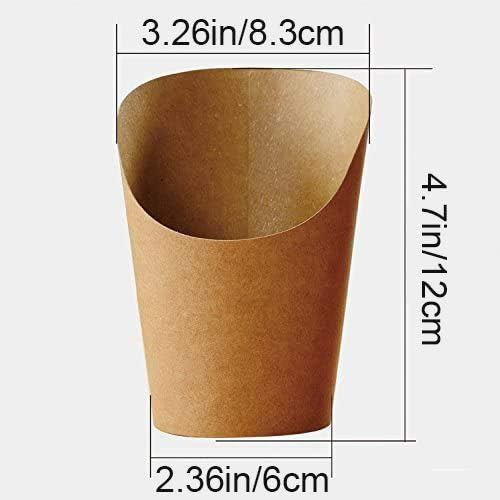 MonLiya 50 Pcs 14oz Disposal Take-Out Party Frozen Dessert Supplies Baking Cakes Egg Puff Waffle French Fries Chips Ice Cream Snacks Kraft Paper Cups Holder (50 Pcs 14oz) - Image 4