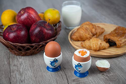 image for WD store WD- Pack of 2 Pcs Shark hand paint Cute Ceramic Soft Boiled E