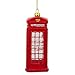 Red Telephone Booth in London, United Kingdom Blown Glass Christmas Ornament