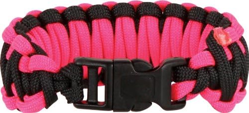 Knotty Boys 119 8" Diameter Medium Black & Hot Pink Fat Boy Style Survival Bracelet with Hand Tied Nylon Cord Construction