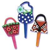Plastic Couture Handbag Purse Cupcake Picks Cake Toppers - 24 ct