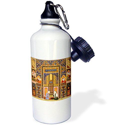 3dRose wb_162527_1 "The Meeting of the Theologians-Islamic Persian art-1540-1550 AD by Abd Allah Musawwir-Arabian" Sports Water Bottle, 21 oz, White