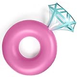Giant Pool Float - Pink Diamond Ring Shape | 50" Diameter Inflatable Water Floats for Pool Party - by Fractal
