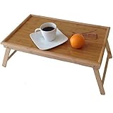Plateau Déjeuner Sur Pieds En Bambou - Pliable, Avec Poignées - Pour Petit-déjeuner Au Lit, Plateau-télé