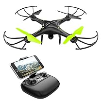 Potensic Drone con Telecamera HD, Avión con WiFi 2.4GHz FPV, RC Quadcopter Videocamara RTF Suspension de Altura , Modo sin Cabeza, Flip 3D, U42W Negro y Verde (Vi)