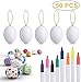 Philonext 50pcs Easter White Plastic Eggs, Easter Eggs, Hanging Plastic Eggs with Rope ,Artificial Egg DIY Decor Egg with 8 pens