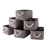 pulnimus Fabric Storage Baskets [6 Pack] Storage Bin Fabric Basket for Toy,Empty Gift Baskets with Rope Handles,Rectangular Baskets for Dog Toys,Cloth Baskets for Storage,Decorative Closet Baskets