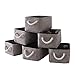 TheWarmHome Foldable Small Storage Baskets with Strong Cotton Rope Handles [6-Pack] Gray Collapsible Storage Bins Set Works Room Storage, Nursery Baskets