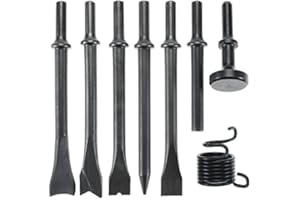 YaeKoo 8pcs Smoothing Air Hammer Pneumatic Chisels Tools, 7pcs 0.401'' (10mm) Shank Heavy Duty Pneumatic Air Hammer Chisels H