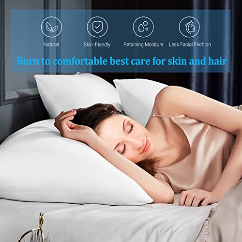 2er Set kühlender Kissenbezüge, Rywell Kopfkissenbezug elastisch mit Arc-Chill Kühlfasern atmungsaktiv, mit verdecktem Reißverschluss, schont Haut und Haare, schonende Zierkissenbezüge White - S