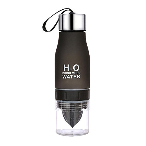 Vibola Cycling Bike Water Bottle Bicycle Portable Kettle 650ML Lemon Cup Bottle H2O Water Bottle Plastic Outdoor Sports Mountain Bike Drinkware (Black)