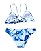 LEESMILE Women Padded Printing Sexy Triangle Bikini Set 2 Pieces Swimsuit Bathing Suit (M, Blue)