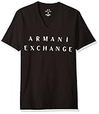 A|X Armani Exchange Men's Basic Logo V Neck Tee, Black, X-Large