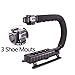 Video Action Stabilizer Stabilizing Handle Grip Rig with 3 Shoe Mounts Triple Head for iPhone 7 Plus Canon Nikon Sony Panasonic DSLR Camera/Camcorder