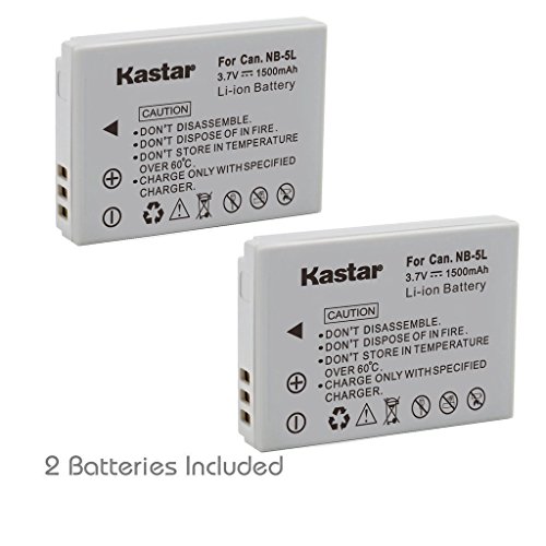 Kastar NB-5L Battery (2-Pack) for Canon CB-2LXE PowerShot S100 S110 SD700 IS SD790 IS SD800 IS SD850 IS SD870 IS SD880 IS SD890 IS SD900 IS SD950 IS SD970 IS SD990 IS SX200 IS SX210 IS SX220 IS SX230
