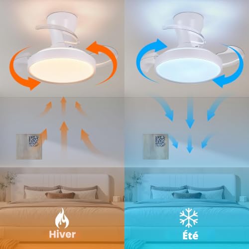 activeallbrite Ceiling fan with light, DC motor, 38W, 6 speeds, retractable blades, 3000K-6500K, summer-winter function, timer, Ø55cm.