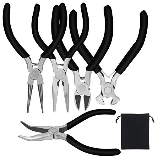 CHALA 5STK Schmuck Zangen Set Klein Zangensatz Mini Schmuckzangen Hochleistungs Zangensatz Seitenschneider Rundzange…