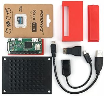 Tinker Pi Raspberry Pi Zero W - Wifi &amp; Bluetooth/Male Hammer Headers Pre-Installed - Includes Red Lego-Compatible Case - 8GB SD Card - Connection Kit w/USB/HDMI - Snapee Wall Mount