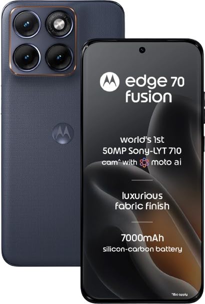 Motorola Edge 70 Fusion (Pantone Silhouette, 8GB RAM, 128GB Storage) | 6.78" 1.5K 144Hz AMOLED Display | Snapdragon 7s Gen 4 | 50MP Sony LYTIA 710 OIS Camera | 7000mAh Battery | 68W TurboPower |