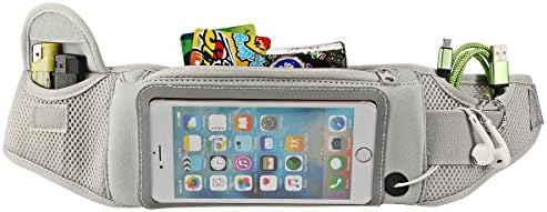 Waist Bag,Outdoor Sports Running Waterproof Waist Pack,Lightweight Reflective Pack with Two Large Pocket for Apple iPhone 7 6 6s Plus 5s 5c Samsung Galaxy S8 S7 S6 Edge plus LG G5 G4 (Gray)
