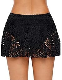 enlachic de la dama Pure Color Cintura Traje de baño falda de falda bikini Bottom