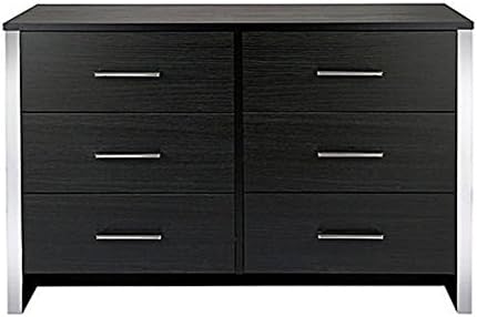 Modern Design 6 Drawer Chest with Easy-Glide Runner (Material: Wood, Assembly Required) (Black Oak)
