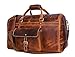 Leather Travel Duffle Bag | Gym Sports Bag Airplane Luggage Carry-On Bag | Gift for Father's Day By Aaron Leather Goods (Brown)