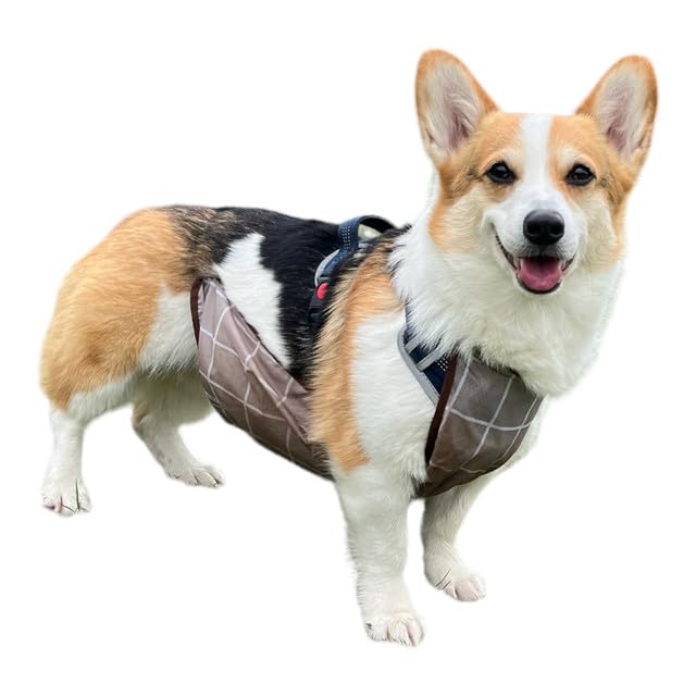 MUDLESS Waterproof Pet Dog Original Belly Vest Jacket Cover, Lightweight Breathable Outdoor Indoor - Clean & Dry in Rain Snow Mud (Grey Grid, XS)